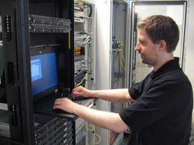 sysadmin at work in a datacenter